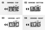 Labels - Choose Unwind Direction. Unwind Top, UnWind Bottom, UnWind Left, UnWind Right. PrintMagic