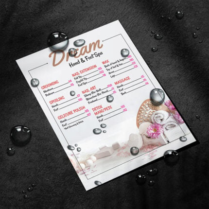 Waterproof Synthetic Flat Menu Menu Spa Hotel Restaurant Cafe Take Away Pocket Brown Kraft Folded Flat High Quality Marketing Branding Promotion