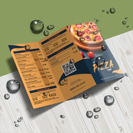 Waterproof Synthetic Z Fold Menu Menu Spa Hotel Restaurant Cafe Take Away Pocket Brown Kraft Folded Flat High Quality Marketing Branding Promotion