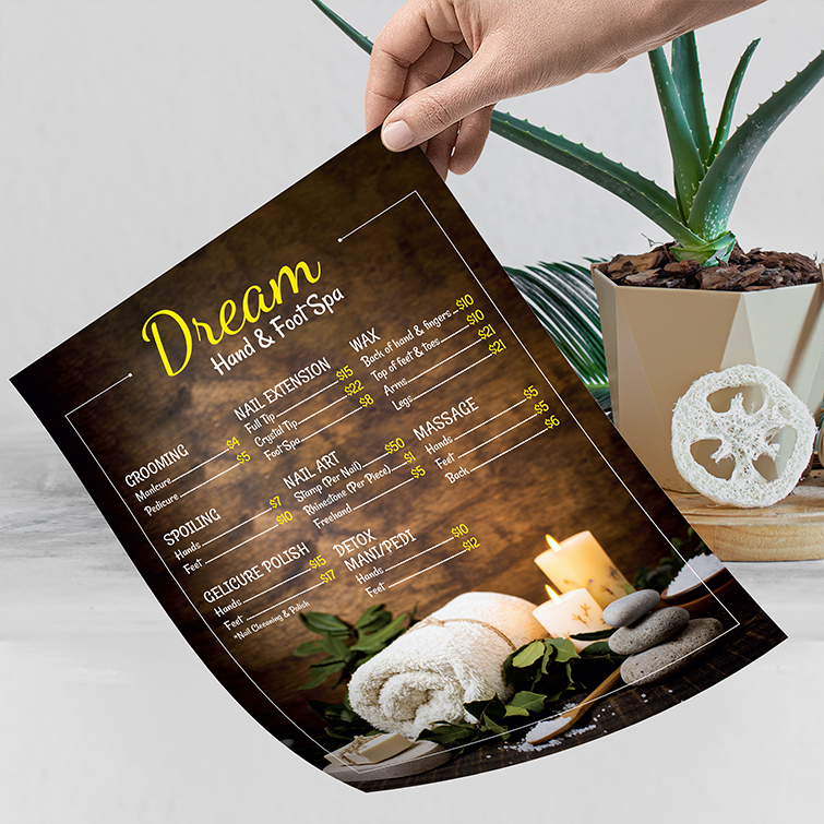 Spa and Salon Printing 15 SPA Menu Printing