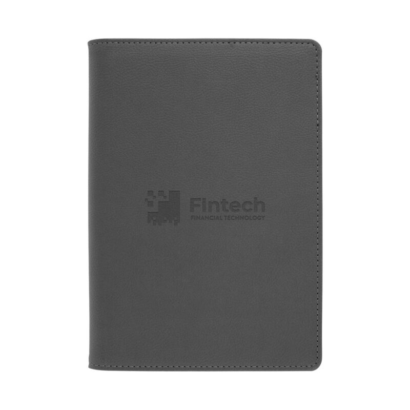 PR29806 1 GRAY DECORATED Recycled Power Folio With Wireless Charger Power Bank 1
