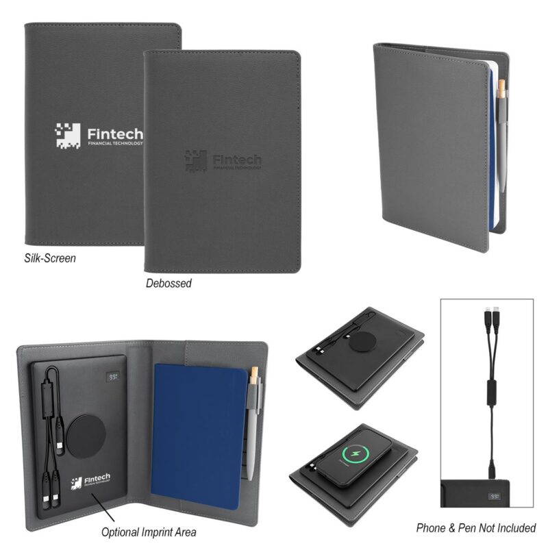 PR29806 Recycled Power Folio With Wireless Charger Power Bank 1