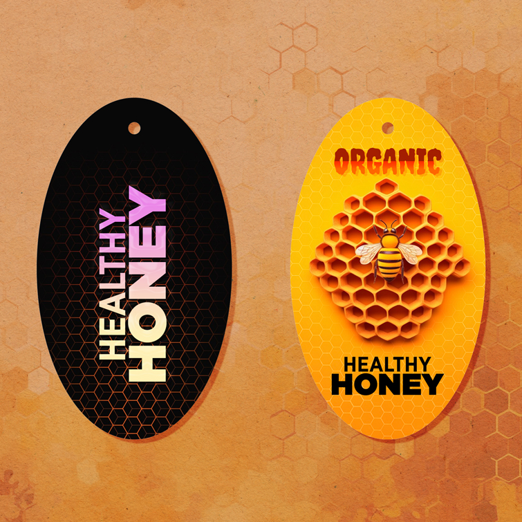 Hang Tag Oval Premium Stock merchandise clothing full color personalized | PrintMagic