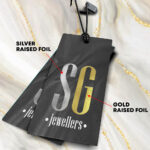 Dual Raised Holographic Gold Silver Foil and Raised SPOT UV Hang Tags Jewellery ThickCards Premium Product