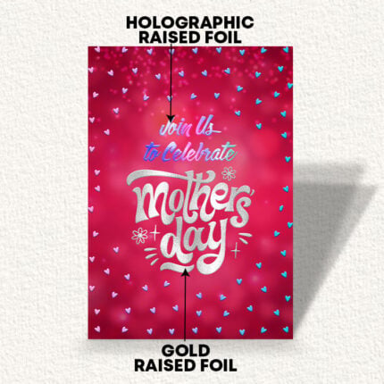 Raised Foil Holographic and Gold Save the date Invitation cards