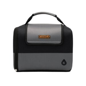 PR35957 1 BLACK WITH GRAY DECORATED Kanga Coolers 12 Can Kase Mate Iceless Cooler Bag
