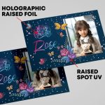 Dual Raised Foil Holographic and SPOT UV graduation invitation rsvp postcards