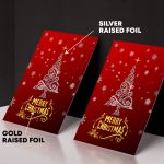 Dual raised Foil festive christmas postcard silver gold foil holiday greetings invite