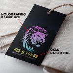 Dual Raised Holographic Gold Silver SPOT UV Hang Tags Clothing Branding Premium fashion Luggage