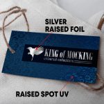 Dual Raised Holographic Gold Silver SPOT UV Hang Tags Multi Color Foils Special Effects Thickcards Clothing