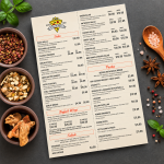 Vintage Italian Pizzeria Menu one Score - Eco friendly Natural Score Menu Menu Spa Hotel Restaurant Cafe Take Away | PrintMagic