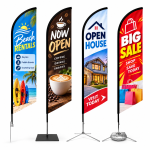 Custom Feather Angled Flag Printing for Outdoor Events and Promotions Vibrant Indoor Advertising Flags | PrintMagic