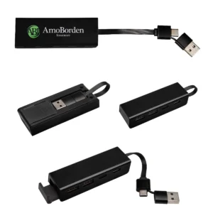 Custom Promotional Products 10 PR27539 1 BLACK DECORATED RABS Type C USB Hub With Phone Stand