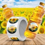 Bottle Labels Circle Unwind Left Semi Gloss roll labels food beverage party favors weddings events High Quality Stock various size shapes | Printmagic