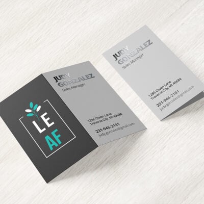 PrintMagic Home Page 3 Folded Business Cards | Folded SPOT UV on Front Only Vertical Business Cards Restaurant with UV, Matte, Aqueous, and Spot UV coating options | PrintMagic