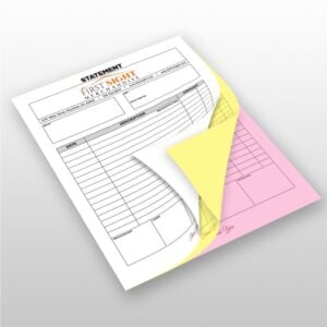 NCR Form Statement White Canary Pink Paper