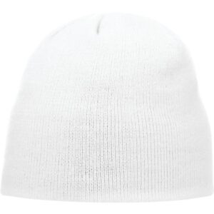 Custom Promotional Products 17 PR10059 1 White 125 DECORATED Unisex Level Knit Beanie
