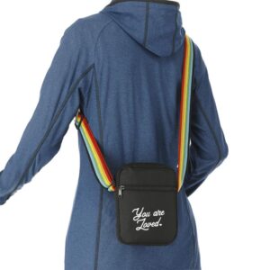 Custom Promotional Products 9 PR10219 1 Black BK DECORATED Rainbow RPET Crossbody Tote