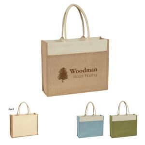 PR10461 Jute Tote Bag With Front Pocket