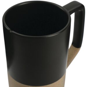 PR10613 1 Black BK DECORATED Tahoe Tea Coffee Ceramic Mug with Wood Lid 16oz