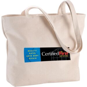 Custom Promotional Products 2 PR10803 1 Natural NT DECORATED Zippered 12oz Cotton Canvas Shopper Tote
