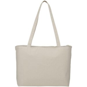 PR10803 Zippered 12oz Cotton Canvas Shopper Tote