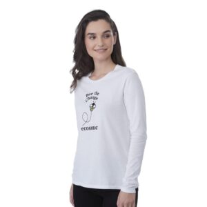 PR10811 1 ten White 800 DECORATED tentree Organic Cotton Longsleeve Tee Womens