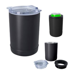 Custom Promotional Products 19 PR11555 1 BLACK DECORATED 2 In 1 Full Laser Copper Insulated Beverage Holder and Tumbler