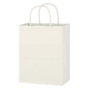 Custom Promotional Products 21 PR12103 1 WHITE DECORATED Kraft Paper White Shopping Bag 8 x 10 14