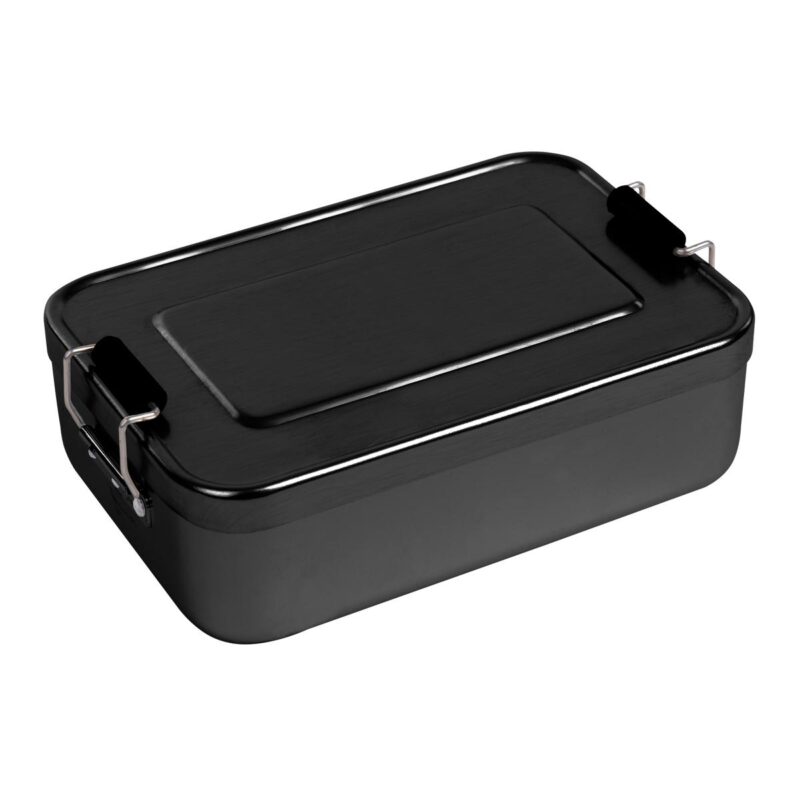 Restaurant Print Essentials 27 PR12355 1 BLACK DECORATED Grip Latch Aluminum Bento Box