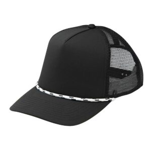 Custom Promotional Products 2 PR12543 2 BLACK WITH WHITE DECORATED Match Play Mesh Back Rope Cap