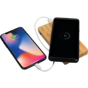 PR12741 1 WoodWD DECORATED FSC 100 Bamboo 5000 mAh Wireless Power Bank