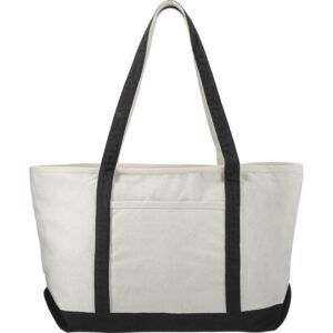 Custom Promotional Products 19 PR12941 1 Black BK DECORATED Baltic 18oz Cotton Canvas Zippered Boat Tote