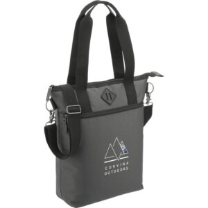 PR13037 1 Charcoal CA DECORATED Repreve Ocean Computer Tote