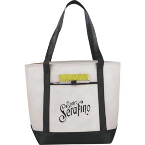 PR14729 1 Black BK DECORATED Lighthouse Non Woven Boat Tote
