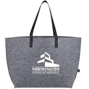 PR14975 1 Charcoal CA DECORATED The Goods Recycled Felt Shoulder Tote