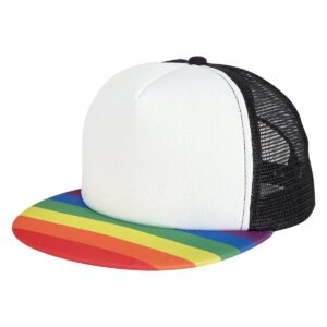 Custom Promotional Products 6 PR14987 1 RAINBOW WHITE DECORATED Rainbow Trucker Cap