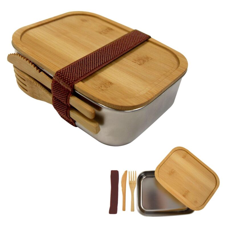 Restaurant Print Essentials 36 PR15267 1 SILVER DECORATED Sophisticate Stainless Bamboo Bento Box