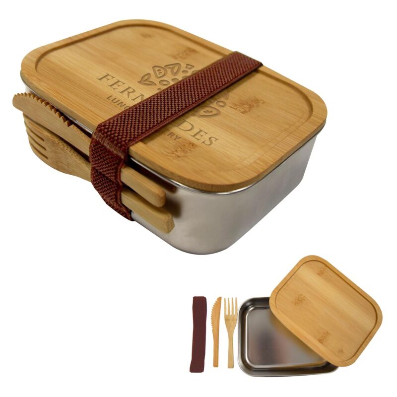 PR15267 Sophisticate Stainless Bamboo Bento Box
