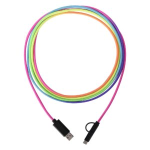 PR15383 1 RAINBOW DECORATED 3 In 1 10 Ft. Rainbow Braided Charging Cable