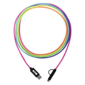 PR15383 3 In 1 10 Ft. Rainbow Braided Charging Cable