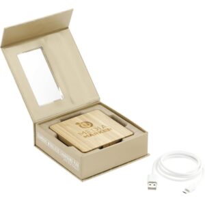 Custom Promotional Products 5 PR17419 1 Natural NT DECORATED Bamboo Wireless Charging Pad with Dual Outputs