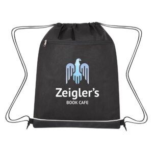 Custom Promotional Products 2 PR17965 1 BLACK WITH BLACK DECORATED Non Woven Bandura Drawstring Bag