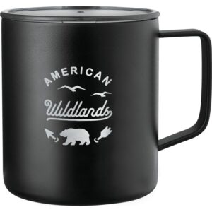 PR18189 1 Black BK DECORATED Rover Copper Vac Camp Mug 14oz Powder coated