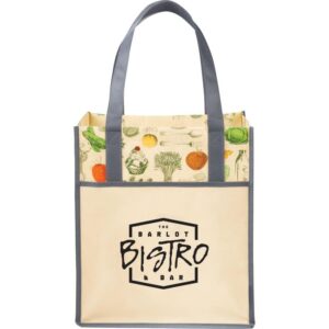PR19467 1 Natural NT DECORATED Big Grocery Vintage Laminated Non Woven Tote