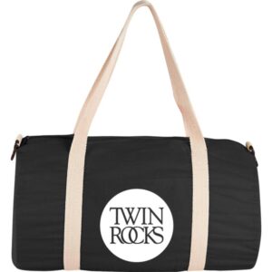 PR19669 1 Black BK DECORATED Barrel 18 5oz Cotton Canvas Duffel Bag