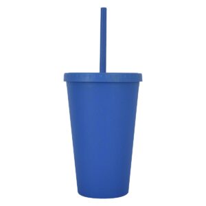 PR20069 1 BLUE DECORATED 16 OZ. NEWPORT WHEAT TRAVEL TUMBLER