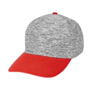 PR21039 2 GRAY WITH RED DECORATED Hanson Heathered Stretch Fit Cap