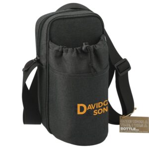 Custom Promotional Products 21 PR21095 1 Charcoal CA DECORATED Traver RPET Adjustable Bottle Sling Cooler wPouch
