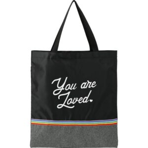 PR21391 1 Black BK DECORATED Rainbow RPET Convention Tote